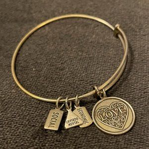 Wind & Fire gold tone bangle charm bracelet